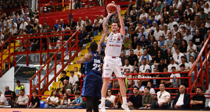 Napoli Basketball contro Olimpia Milano all'Alcott Arena durante la partita terminata 82-98